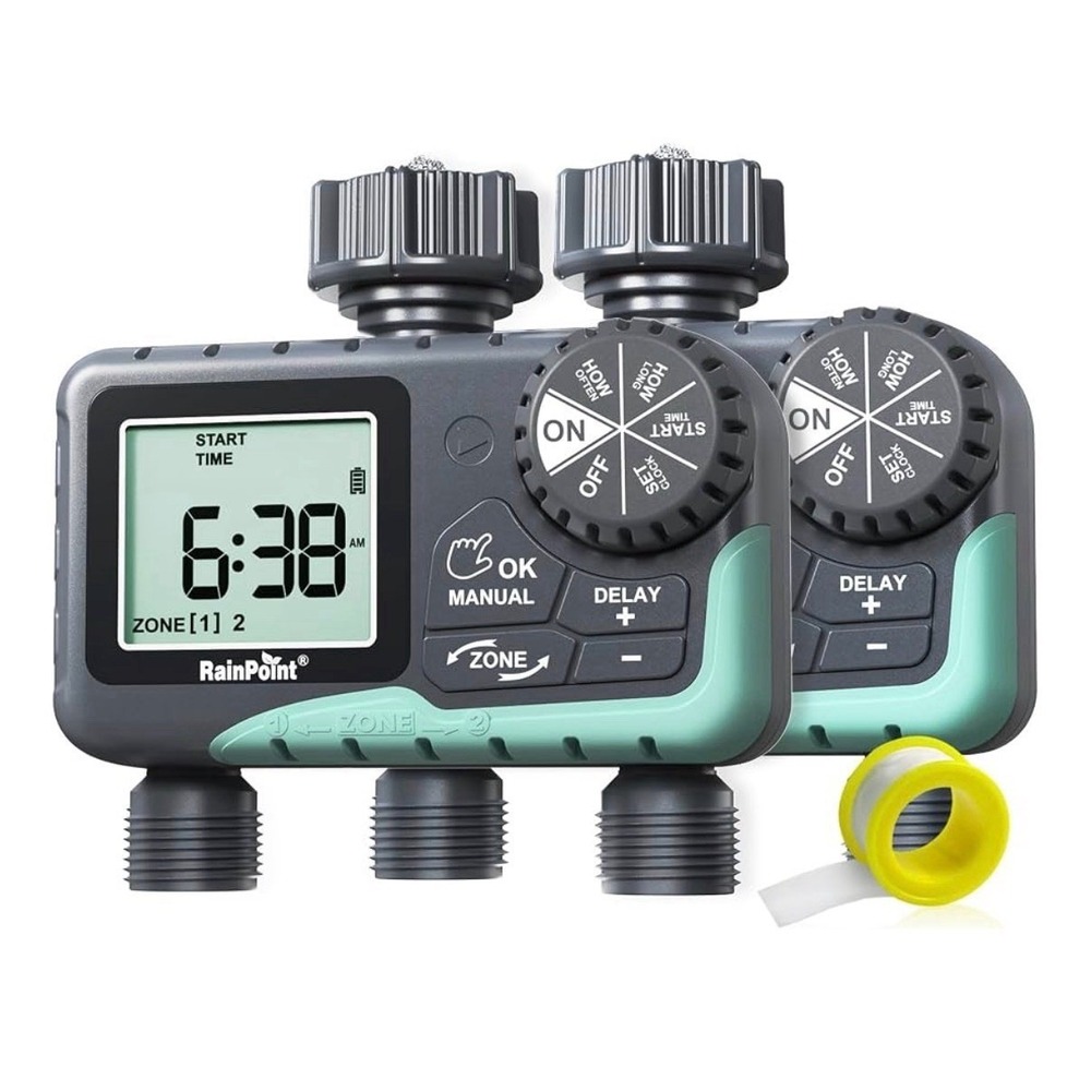 RAINPOINT‎ 3 Zone Sprinkler Timer with Brass Inlet Water Timer for Garden